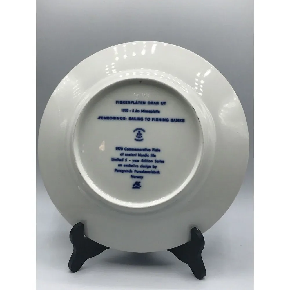 Nordic life Norway series Sailing to Fishing Banks 1970 commemorative wall plate